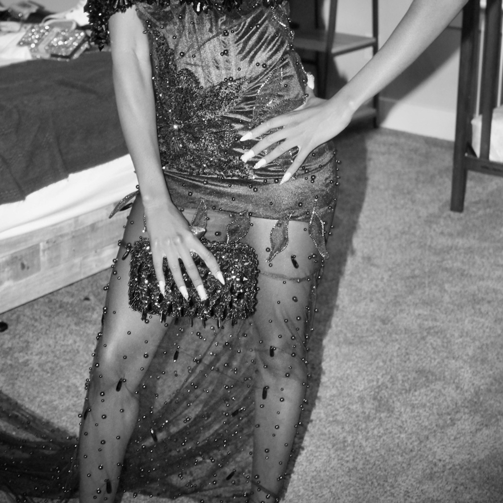 Elegant Black Beaded Gown